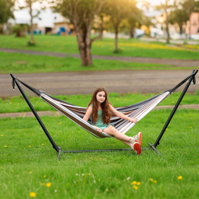 Double Hammock with Stand Included 450lb Capacity Steel Stand
