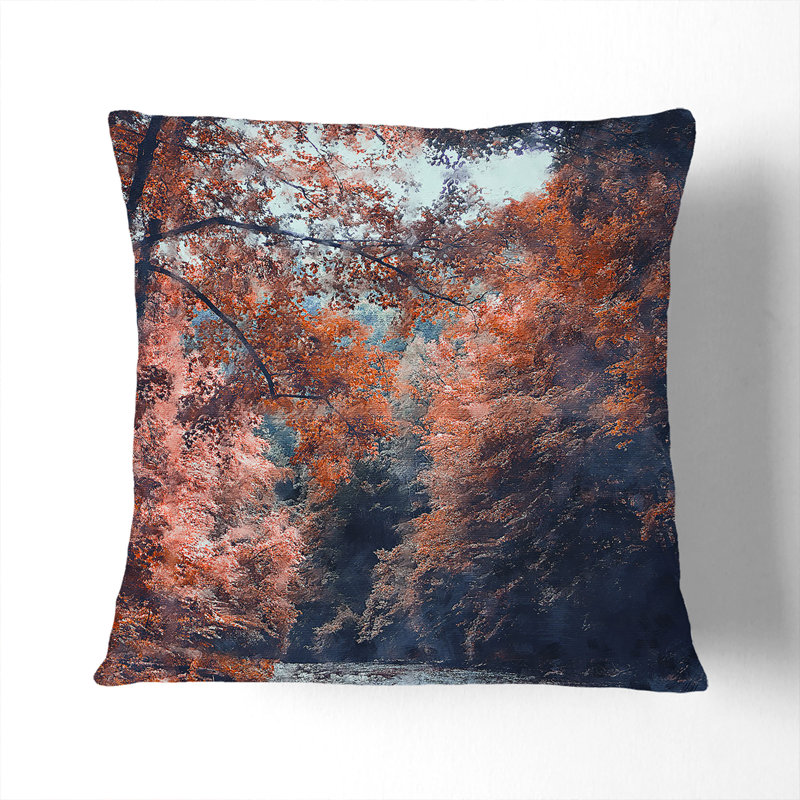 Stream Behind the Red Trees Cushion with Filling, 40cm H x 40cm W x 15cm D