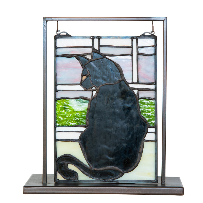 10.5" High X 9.5" Wide Cat in Window Lighted Mini Tabletop Window
