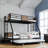 Twin Over Full Metal Bunk Bed with Trundle, Full-Length Guardrails & Dual Side Ladders, Metal Slat Support No Box Spring Needed for Small Bedrooms