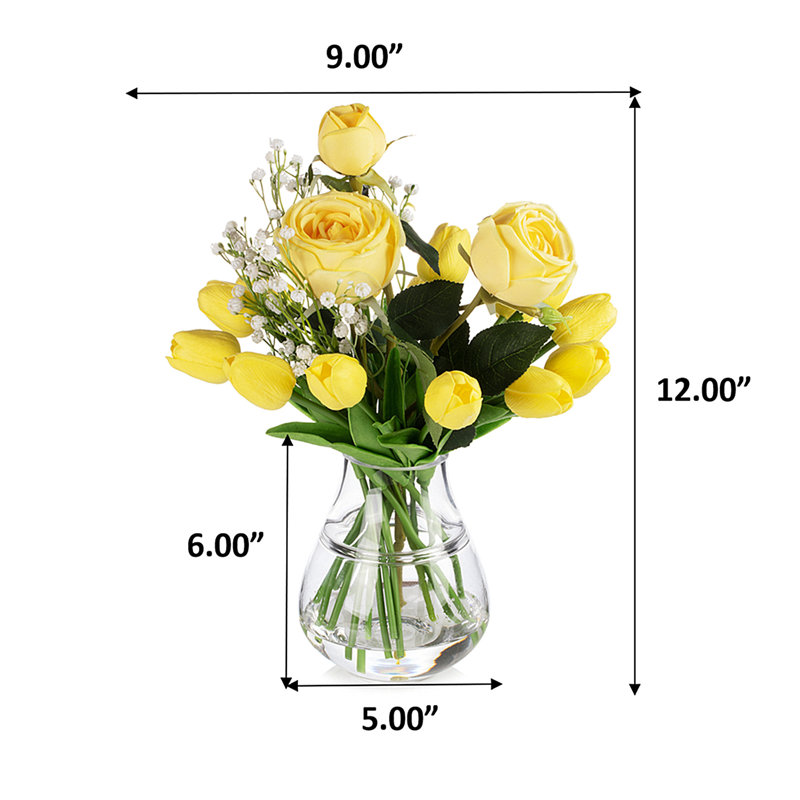Arrangement floral dans un vase Lester, Jaune