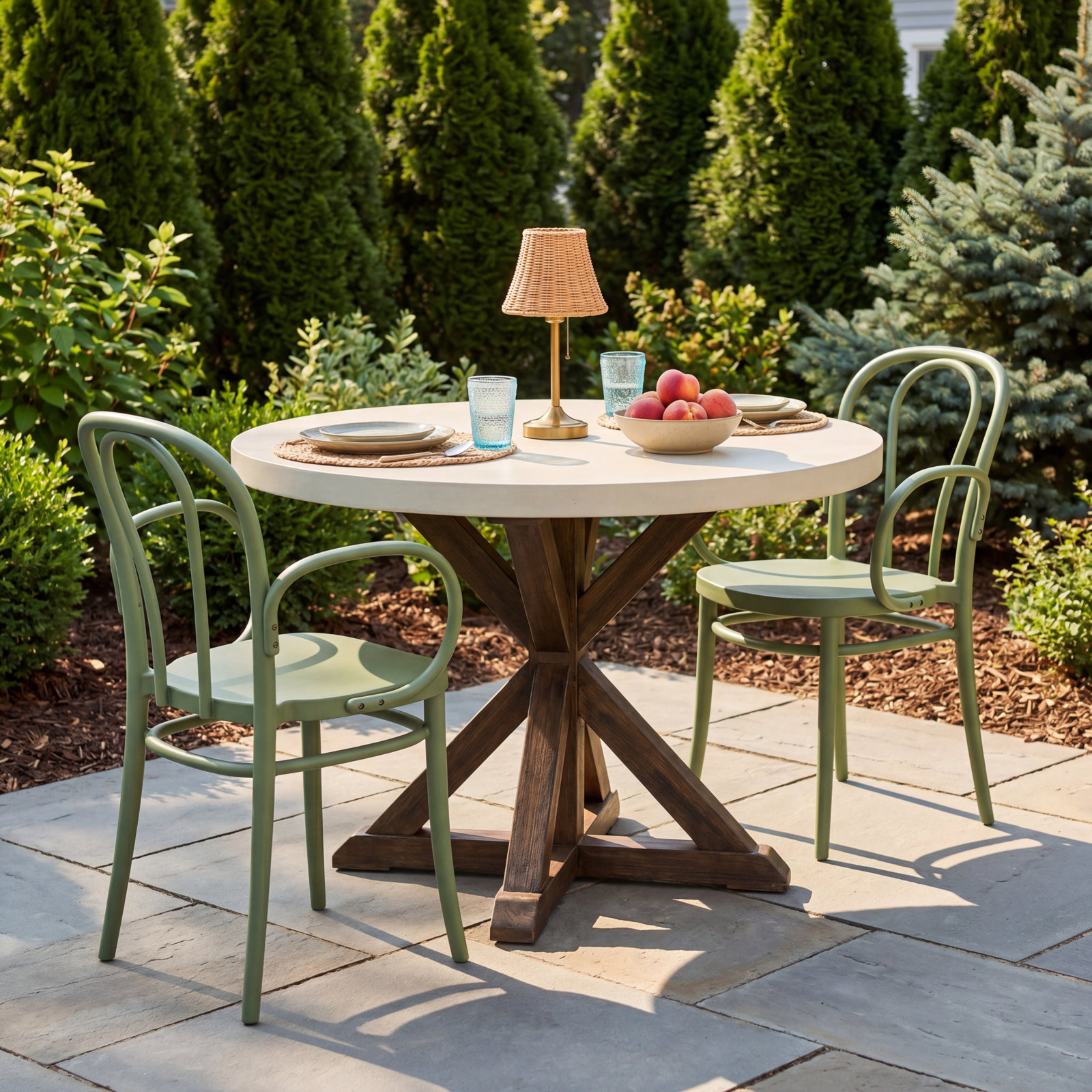 Farrah Stacking Patio Dining Armchair, Olive Green