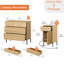 Ensemble de chambre à coucher 3 pièces, 1 commode à trois tiroirs et 2 tables de chevet avec stations de recharge, ensemble de rangement en bois cannelé avec pieds en métal, suite de chambre à coucher moderne-118099886