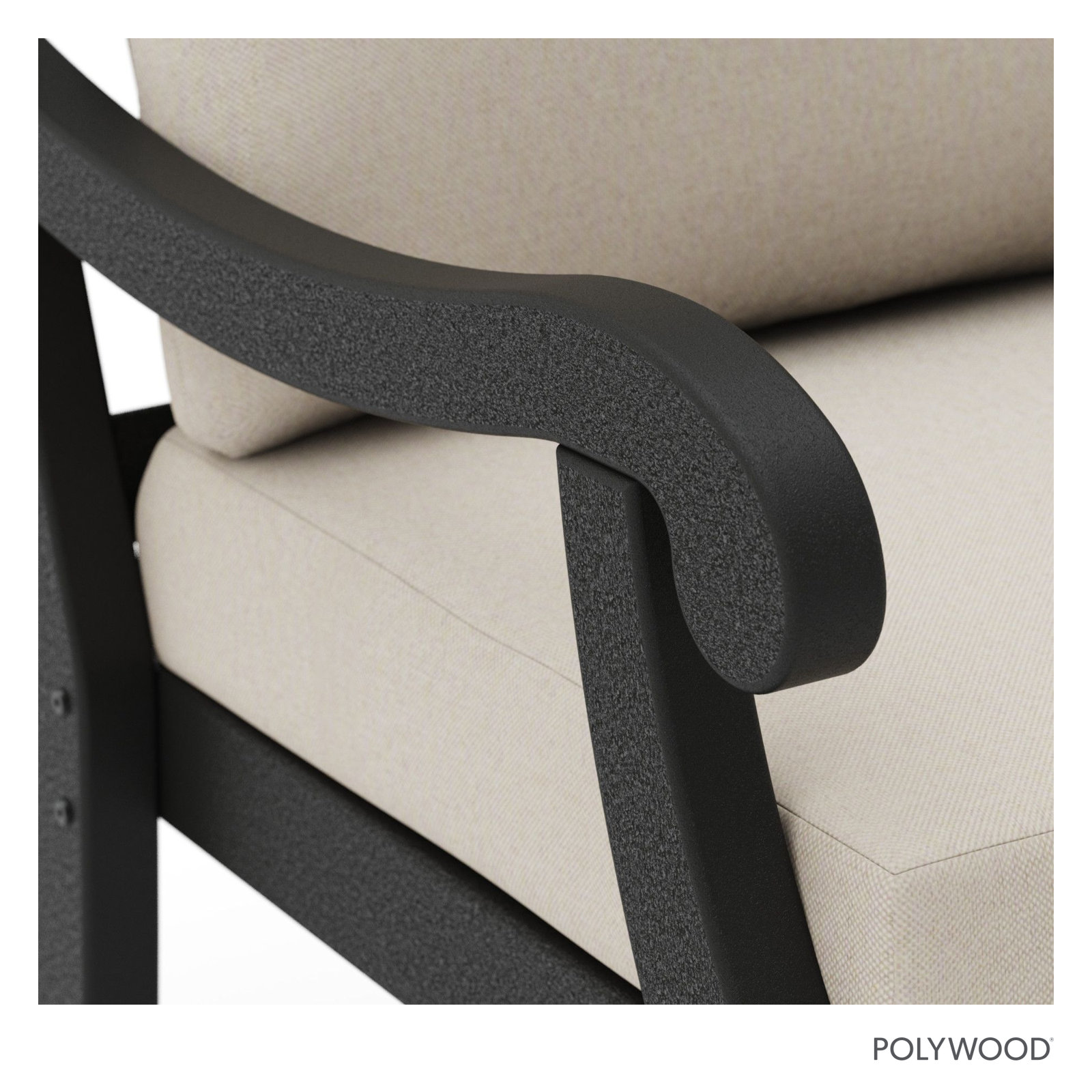 POLYWOOD® Verlyn 49" Patio Loveseat, Dune Burlap Cushion/Black Frame