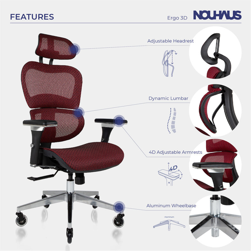 Ergo3D Dark Burgundy Mesh High Back Executive Office Chair
