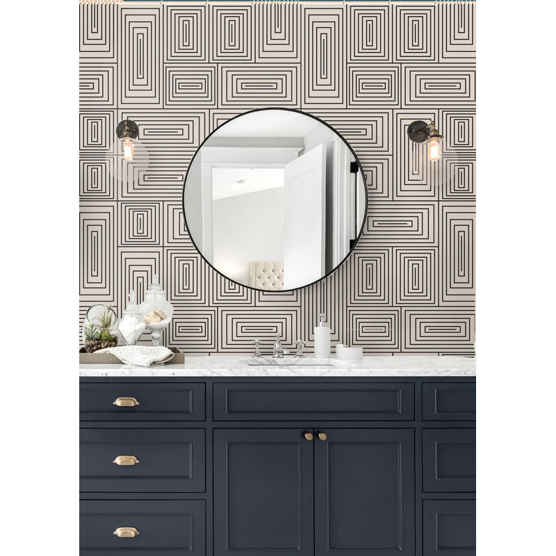 Nia 10' L x 25" W Peel and Stick Wallpaper Roll, Taupe, Self-adhesive