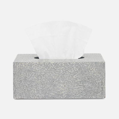 CALLAS, Silver/White, Tissue Box, Rectangular Straight, Lacquered Eggshell.