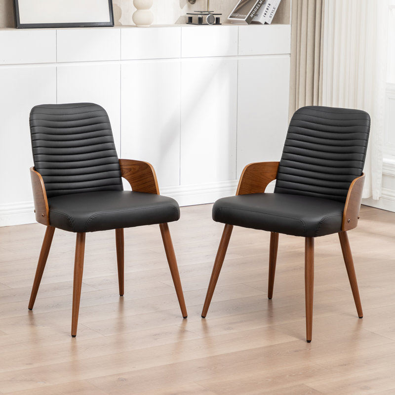 Carman Upholstered Dining Chair, Faux Leather Black