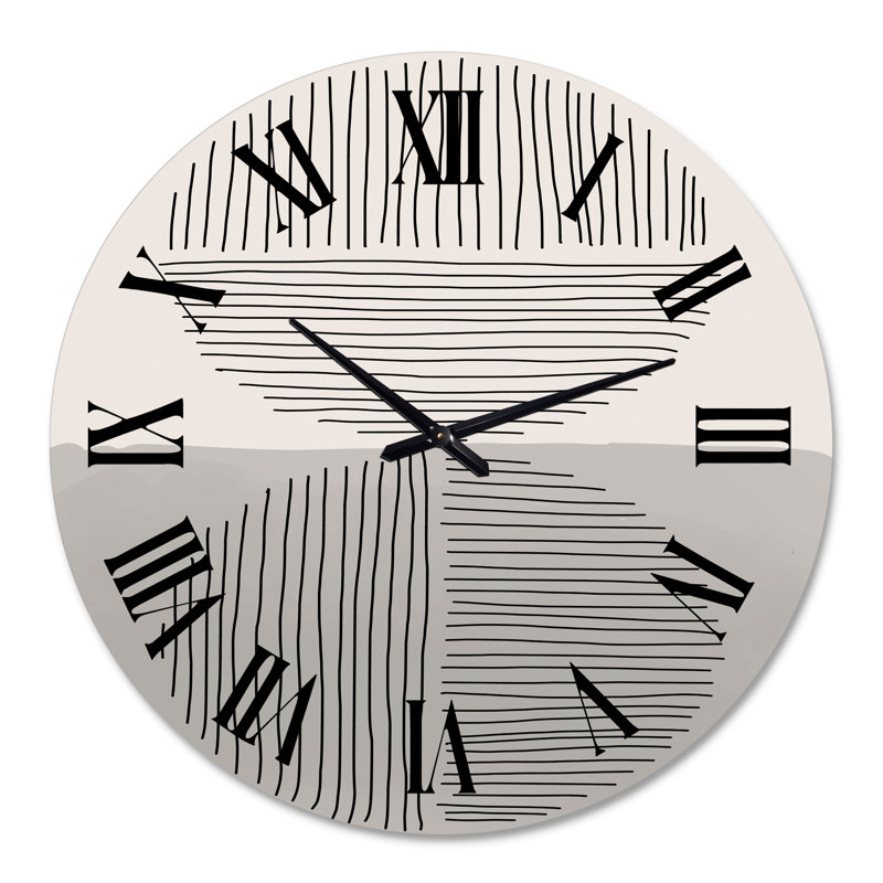 Minimal Geometric Lines and Circle VI - Horloge murale moderne, Médium