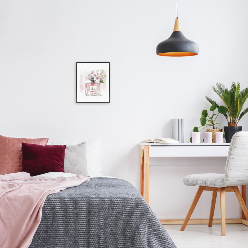Fleur de cerisier chic, giclée encadrée, design par Christine Simpson Art, H 14 po x l 11 po, Giclée encadrée noir minuit