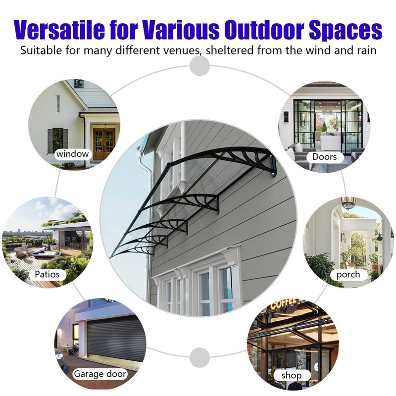 GUANSU-CN Polycarbonate Cover Retractable Door / Window Awning, 90x120 cm