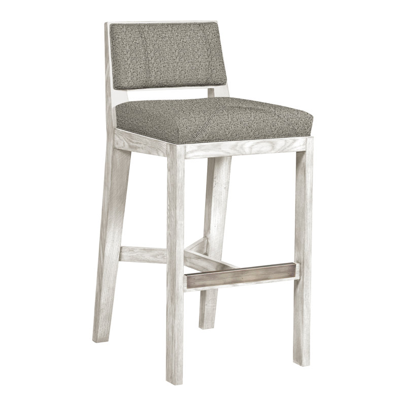 Scoville By Thom Filicia Upholstered Counter Stool with Solid Wood Frame, Casa Blanca, Tuck Graphite