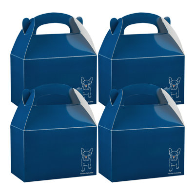 Restaurantware Kraft Paper Gift Boxes 25 Count 8.5 x 4.75 x 5.5 Inches Handle Wedding Favor Boxes Decorative Cardboard Gable Boxes Blue
