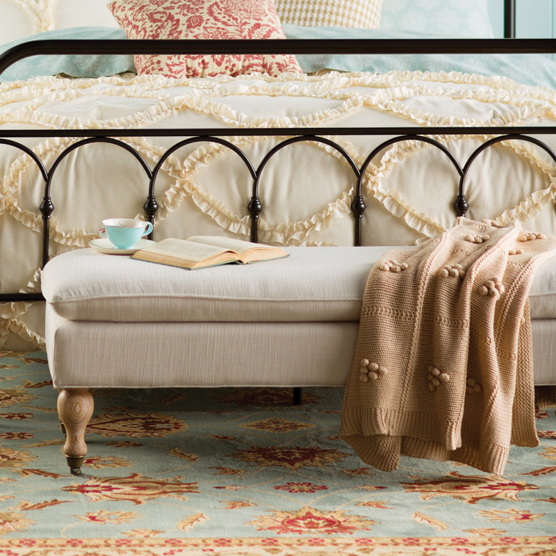 Hampton Upholstered Bench, Cream/White Wash