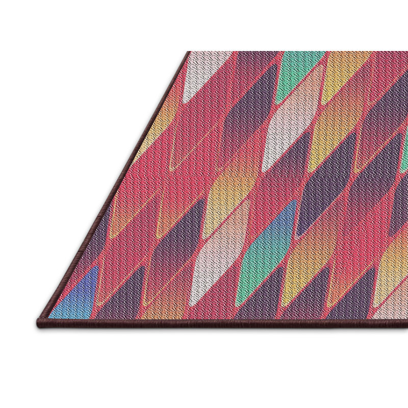 Tapis jaune/bleu/orange à motifs, Rectangle 8 pi x 12 pi