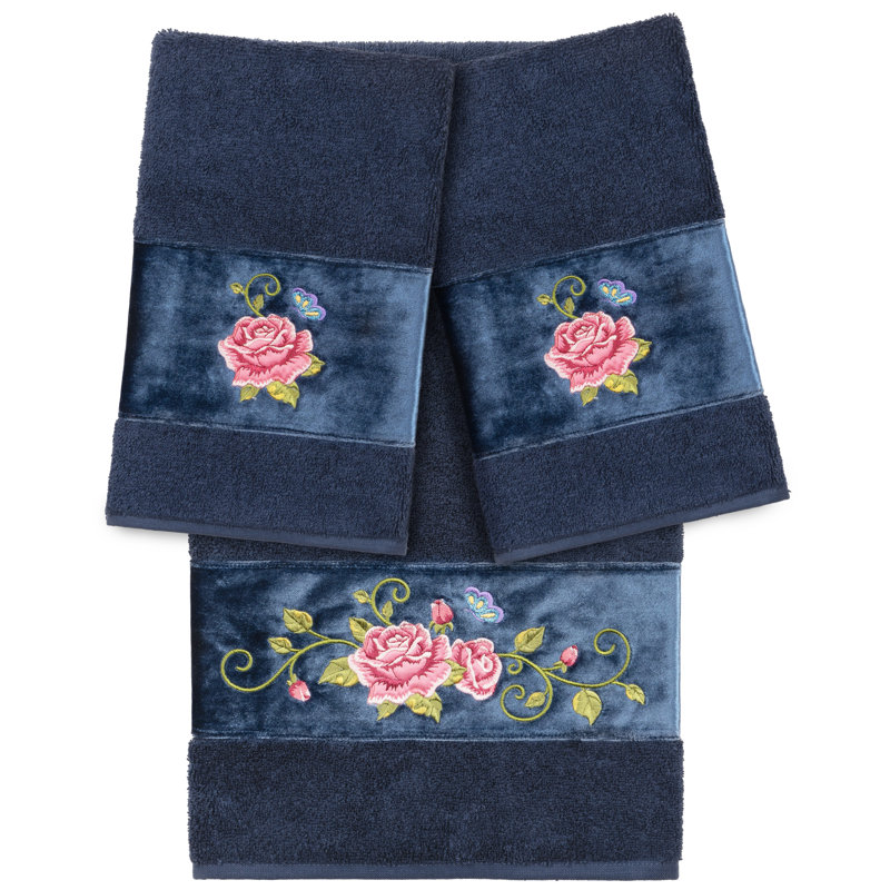 Rebecca 3 Piece Turkish Cotton Towel Set, Midnight Blue