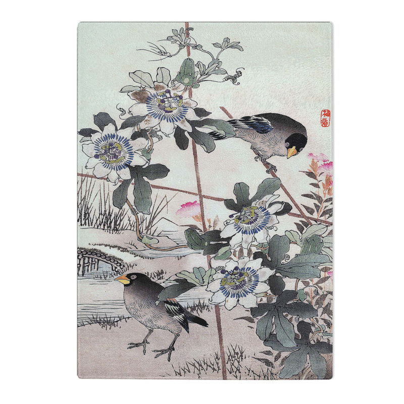 Tempered Glass Birds in the Garden Chopping Board, 28.5 cm W x 39 cm L