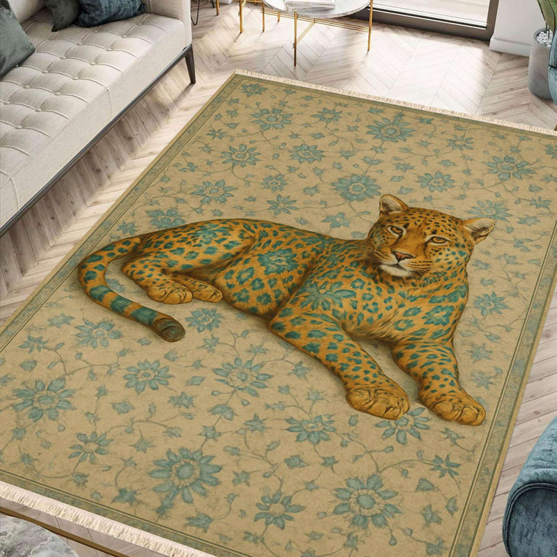 Tapis floral léopard bohémien