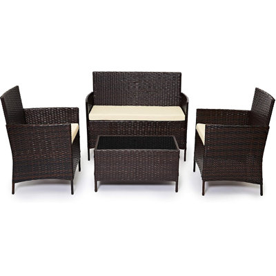 Beeley Polyethylene (PE) Wicker 4 - Person Seating Group with Cushions