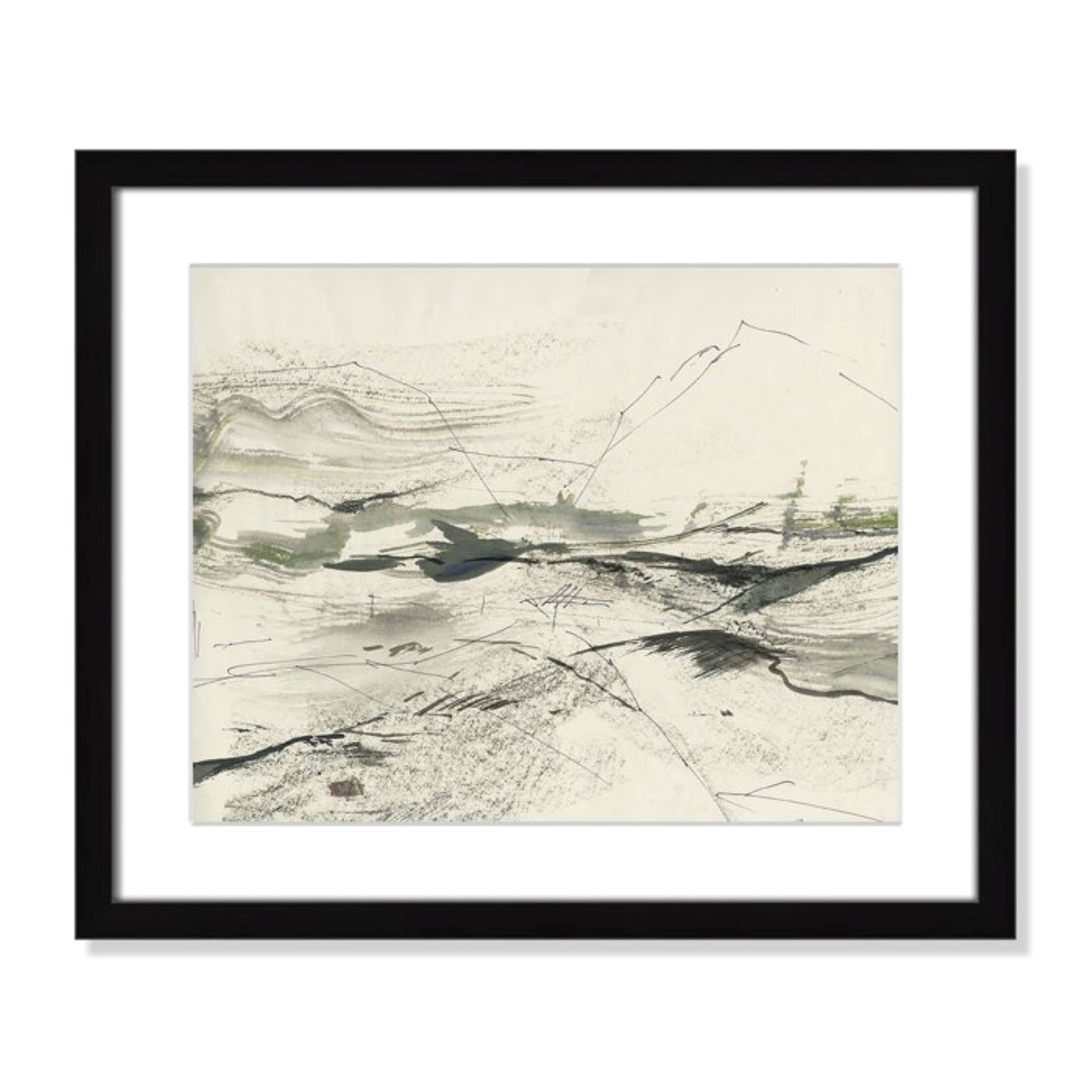 Green Sketches by PI Studio, White, 16" H x 19" W x 1.25" D, Black Box Picture Framed