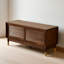 Banc à chaussures rétro avec rangement à persiennes en bois d'hévéa pour le salon et le vestibule-498390625-498390626