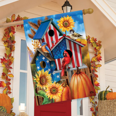 American Fall Birdhouses House Flag