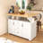 White Kitchen Island With 2 Drop Leaf, 5 Movement, Electrical Outlet, Folding Table, 3 Drawers, Spice Stand 55.7'' Cart Power Charging Point, Dining Towel & Holder,-1500105470