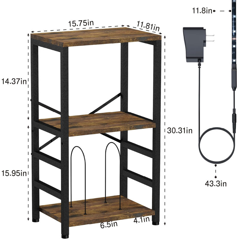 Table de bout avec lumière DEL, support pour tourne-disque