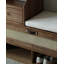 Banc de rangement scandinave en bois massif avec tiroir et incrustation de rotin