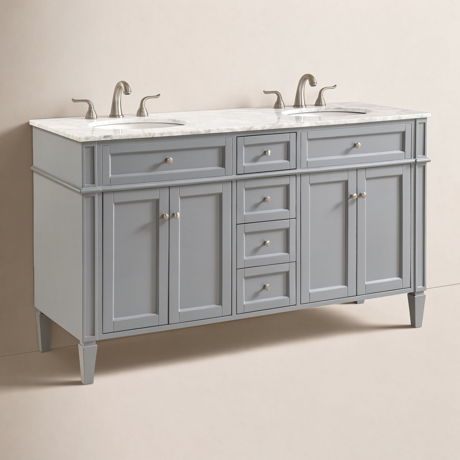 Rivers 60'' Double Bathroom Vanity, Gray