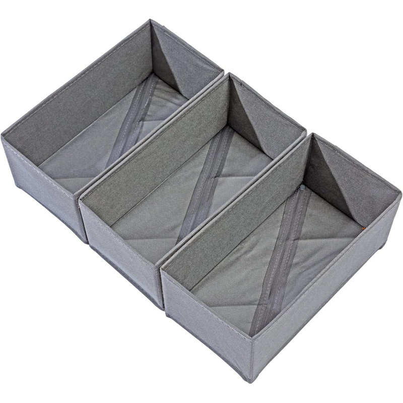 3-pack Grey Drawer Organizers Storage Boxes