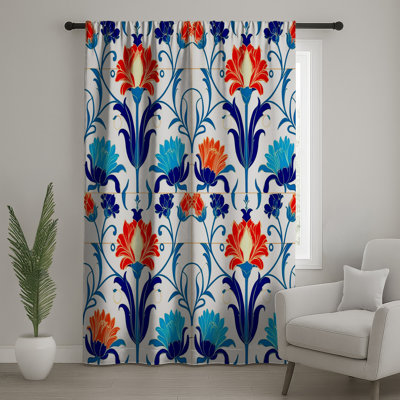 Rideaux colorés, voilages et voilages à motif floral - 1 panneau