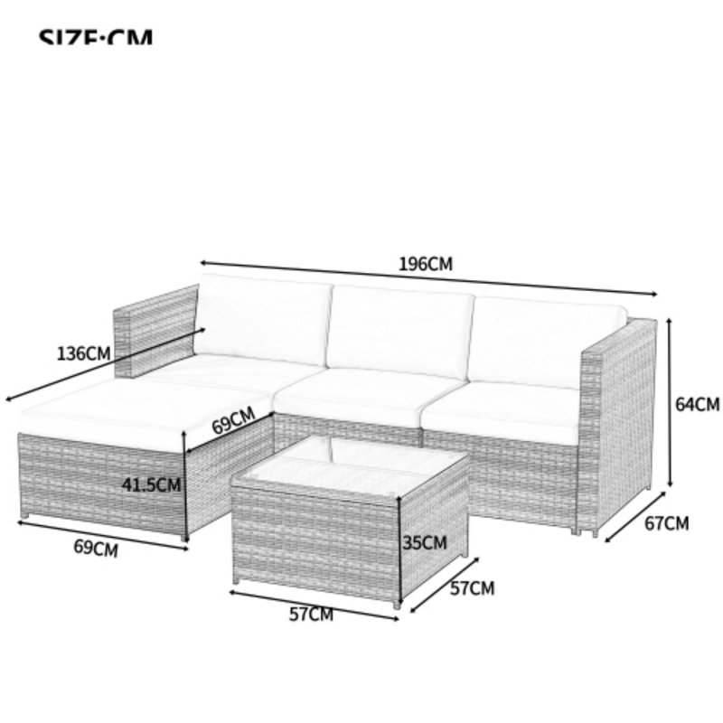 3 Pieces Gray Garden Corner Sofa Rattan Garden Furniture Patio Set Garden Entertaining Set Garden Rattan Furniture Lounge Set