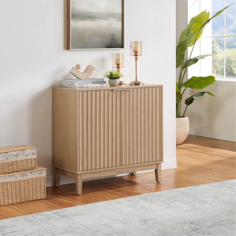 2 Door Storage Cabinet, Natural Ash