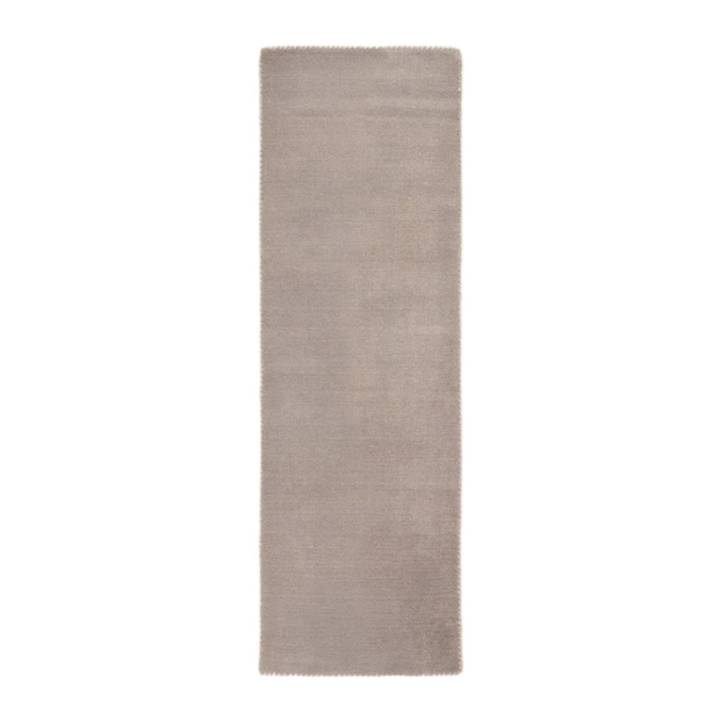 Solid Colour Wool Hand Woven Area Rug, Runner 80 x 400cm, Light gray