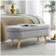 Banc de rangement repose-pieds ovale, pieds en bois d'hévéa (43,5 po x 16 po x 16 po)-1393115308