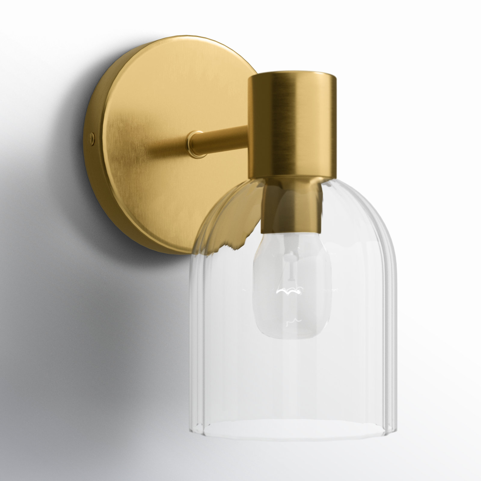 Garrett Single Light Dimmable Armed Sconce, Aged Brass