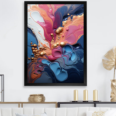 Trippy Pink Blue Abstract Liquid Ink II - Liquid Ink Abstract Wall Art