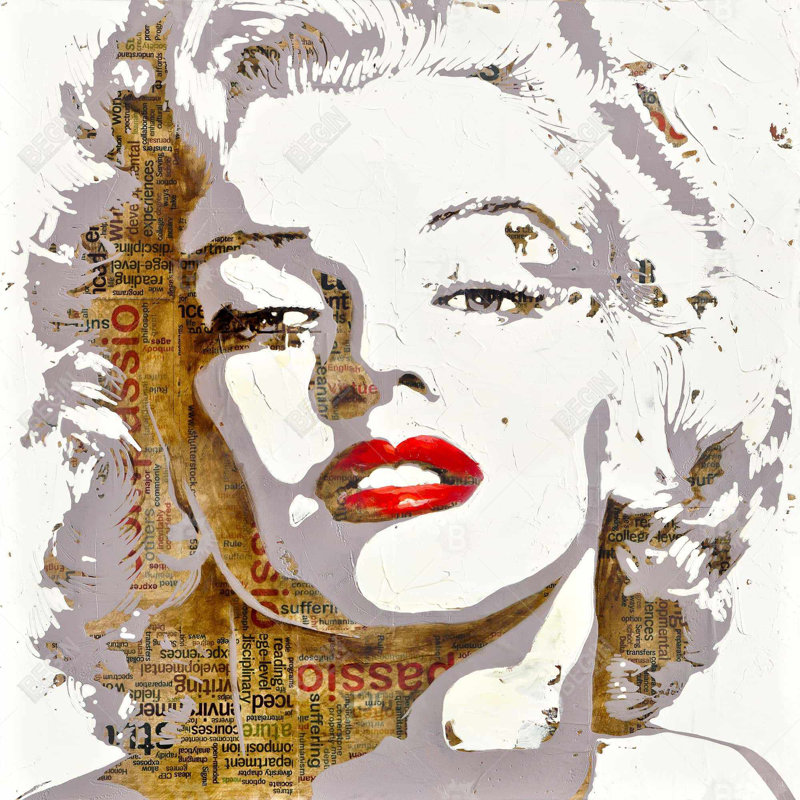 Marilyn Monroe, typographie sur toile - décor rétro brun