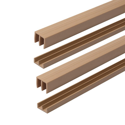 1/4" Panel Sliding Door Track - 48" Beige Plastic Upper & Lower Set, USA Made, Pack Of 2 - Outwater
