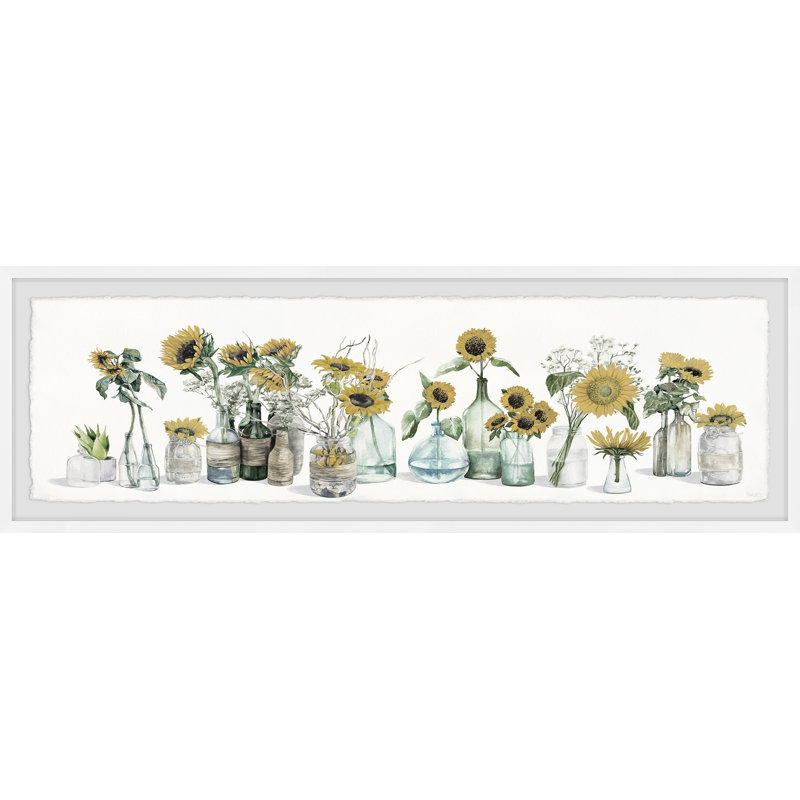 Lovely Sunflowers by Parvez Taj - Single Picture Frame Painting, 25cm H x 76cm W