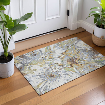 Machine Washable Indoor/Outdoor Chantille ACN2340 Floral Rug