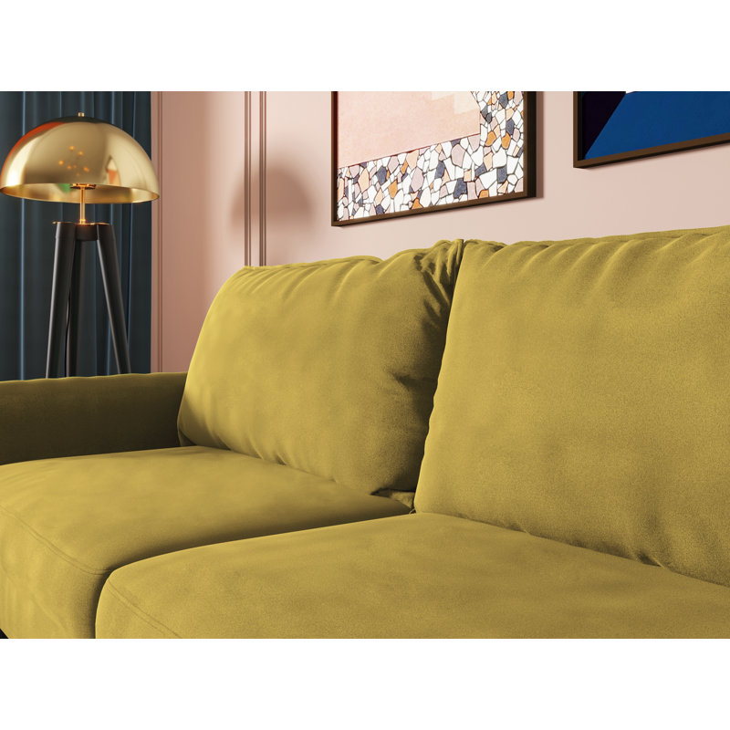 Canapé à accoudoirs arrondis 70 po Elle-Jade, Velours doré, H 33 po x l 70 po x P 30 po