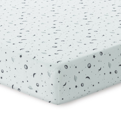 Ensemble de draps pour lit de bébé 100% mousseline de coton doux et respirant, paquet de 1 | Pour lits de bébé standard, draps pour lit de tout-petit, draps de matelas pour lit de bébé de 28 po x 52 po | Planètes