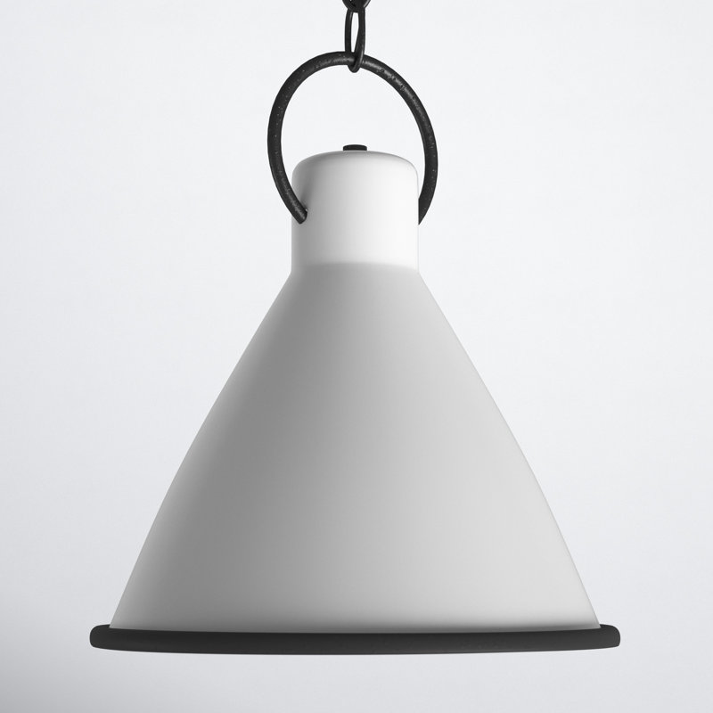 Dax 1 - Light Black Single Pendant, Polished White, 15.5" H x 12.25" W x 12.25" D