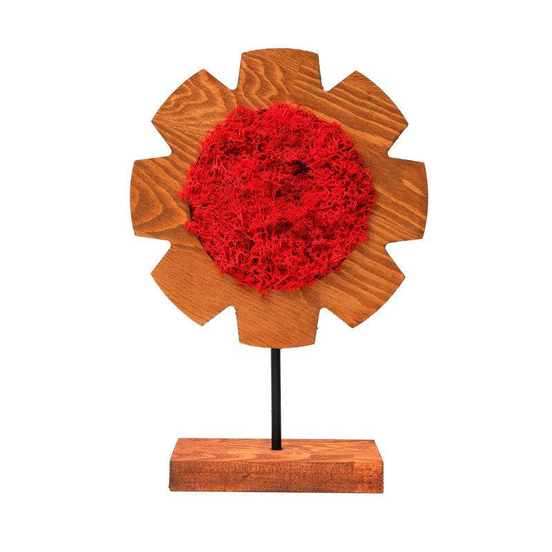 Objet décoratif, H 11 po x l 7,86 po x P 0,71 po, Rouge / noyer