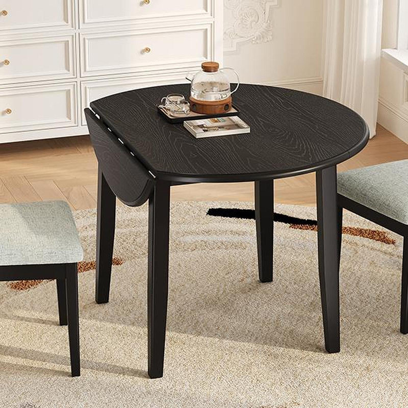 Ensemble de table de salle à manger 3 pièces pour 2 personnes, 1 table de salle à manger pliante en bois + 2 chaises rembourrées, conception compacte pour petits appartements et salles à manger - Noir