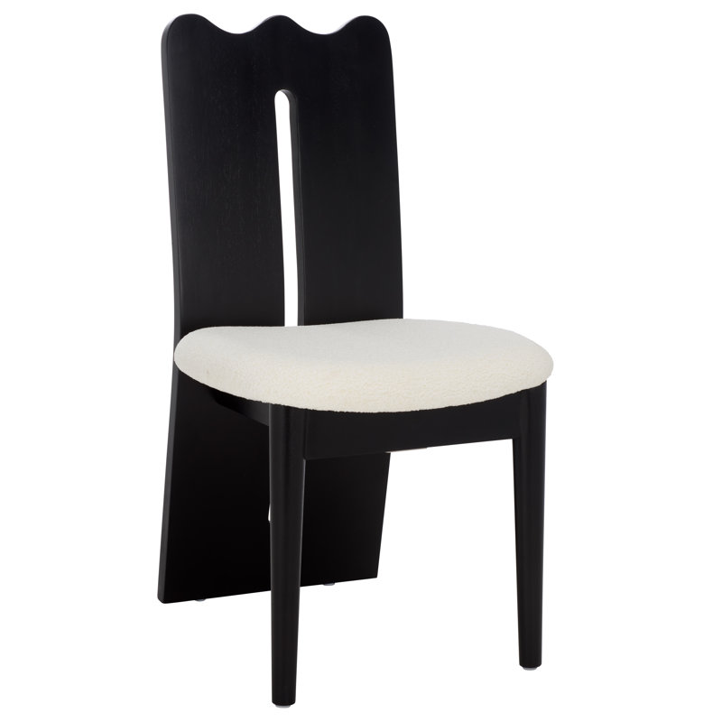 Chaise rembourrée en bois massif Kieran, Crème/noir