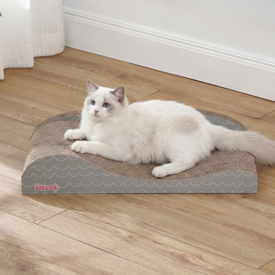 Elmajian 23.75" Coastal Cardboard Lounge Bed Cat Scratcher with Catnip