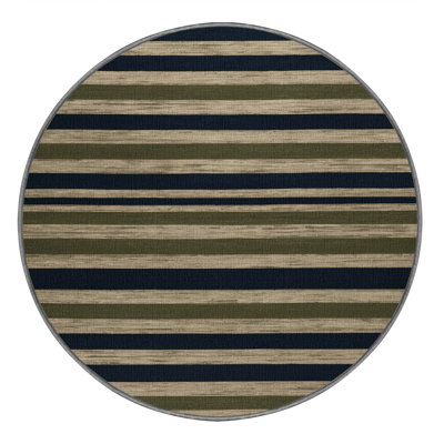 Machine Washable Horizontal Stripes Brown Area Rug